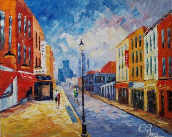 Sunny Smith Street, Cobble Hill, Brooklyn, NY -KoKing FORT-k1200-Home Decor Holiday Artwork Texture Painting Dining Wall Art
