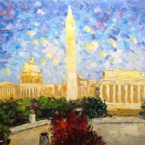 Skyline Washington DC-KoKing FORT-k70-Home Decor Holiday Artwork Texture Painting Dining Wall Art