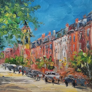 Back Bay Boston Commonwealth Avenue-KoKing FORT-G346-Home Decor Holiday Artwork Texture Painting Dining Wall Art