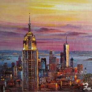New York Empire State -KoKing FORT-z85-Home Decor Holiday Artwork Texture Painting Dining Wall Art