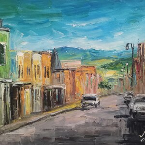 Main Street at 4th Street in historic downtown Park City, Utah-KoKing Fort-G69-Home Decor Holiday Artwork Texture Painting Dining Wall Art