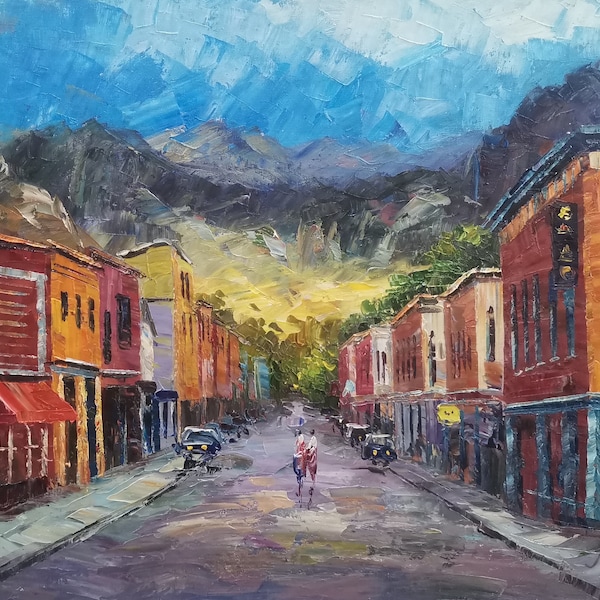 Main Street,Telluride Colorado-KoKing FORT-G572-Home Decor Holiday Artwork Texture Painting Dining Wall Art