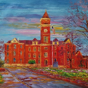 Campus Tillman Hall in University, Klugh Avenue Clemson, SC-KoKing Fort-z620-Home Decor Holiday Artwork Texture Painting Dining Wall Art