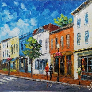 Wisconsin Avenue in Georgetown, Washington DC-KoKing Fort-K900-Home Decor Holiday Artwork Texture Painting Dining Wall Art