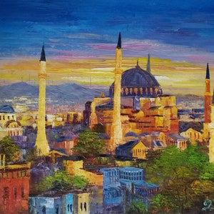 Aya Sofia Temple in Istanbul, Turkey-KoKing Fort-J41-Home Decor Holiday Artwork Texture Painting Dining Wall Art