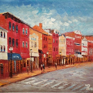 Main street, Georgetown, Washington DC-KoKing FORT-z16-Home Decor Holiday Artwork Texture Painting Dining Wall Art