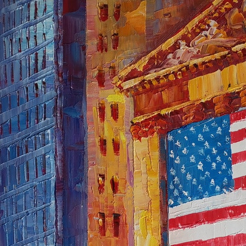 Wall Street Stock Exchange-KoKing Fort-z648-Home Decor Holiday Artwork shops Texture Painting Dining Wall Art