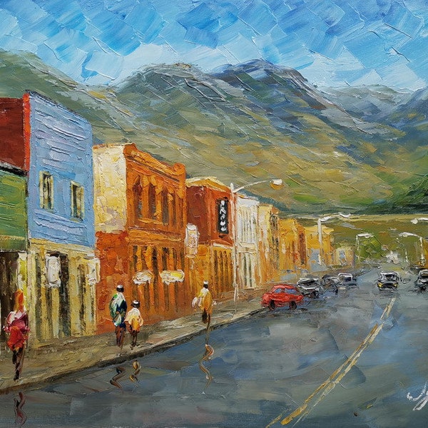 Telluride Main Street and Mountains, CO-KoKing Fort-K895-Home Decor Holiday Artwork Texture Painting Dining Wall Art