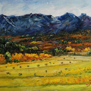 Ridgway Colorado, Sneffels Range in the San Juan Mountains-KoKing Fort-K869-Home Decor Holiday Artwork Texture Painting Dining Wall Art