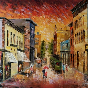 Streetcar St. Louis Street, Springfield, Mo-KoKing FORT-x44-Home Decor Holiday Artwork Texture Painting Dining Wall Art