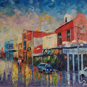 Penn Ave, Strip District, Pittsburgh PA-KoKing FORT-k476-Home Decor Holiday Artwork Texture Painting Dining Wall Art