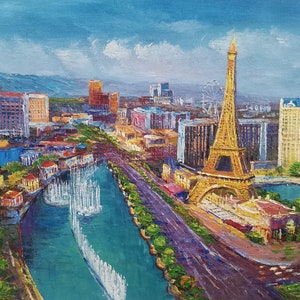 Las Vegas,in the daytime-KoKing FORT-J191-Home Decor Holiday Artwork Texture Painting Dining Wall Art