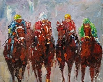 Kentucky Derby-KoKing FORT-k1132-Home Decor Holiday Artwork Texture Painting Dining Wall Art