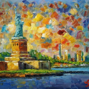 New York Liberty and New WTC-KoKing FORT-k546-Home Decor Holiday Artwork Texture Painting Dining Wall Art