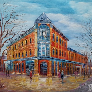 Old Town Architecture, Fort Collins，Colorado-KoKing FORT-z333-Home Decor Holiday Artwork Texture Painting Dining Wall Art