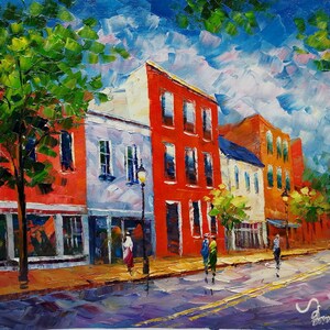Downtown，Alexandria, Virginia, United States-KoKing FORT-k654-Home Decor Holiday Artwork Texture Painting Dining Wall Art