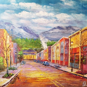 Main Street of Historic Priest River, Idaho-KoKing FORT-z1134-Home Decor Holiday Artwork Texture Painting Dining Wall Art