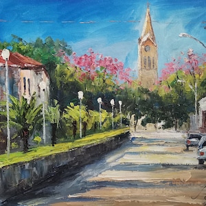 Galia, São Paulo, Brazil, Perspective of Sao Jose Avenue-KoKing FORT-G328-Home Decor Holiday Artwork Texture Painting Dining Wall Art