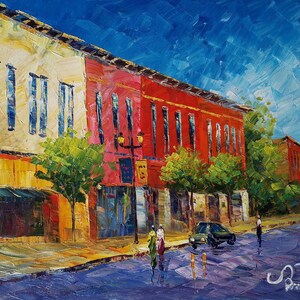 Building facades,  Venerable River City, Elgin, Illinois-KoKing Fort-K815-Home Decor Holiday Artwork Texture Painting Dining Wall Art