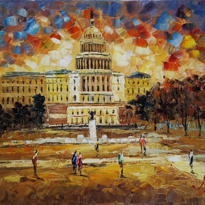 Washington DC, Capitol Hill in Fall -KoKing FORT-k1086-Home Decor Holiday Artwork Texture Painting Dining Wall Art