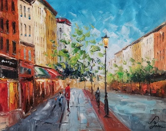 Hoboken New Jersey, Washington Street, Manhattan Express DELI-KoKing FORT-G1-Home Decor Holiday Artwork Texture Painting Dining Wall Art