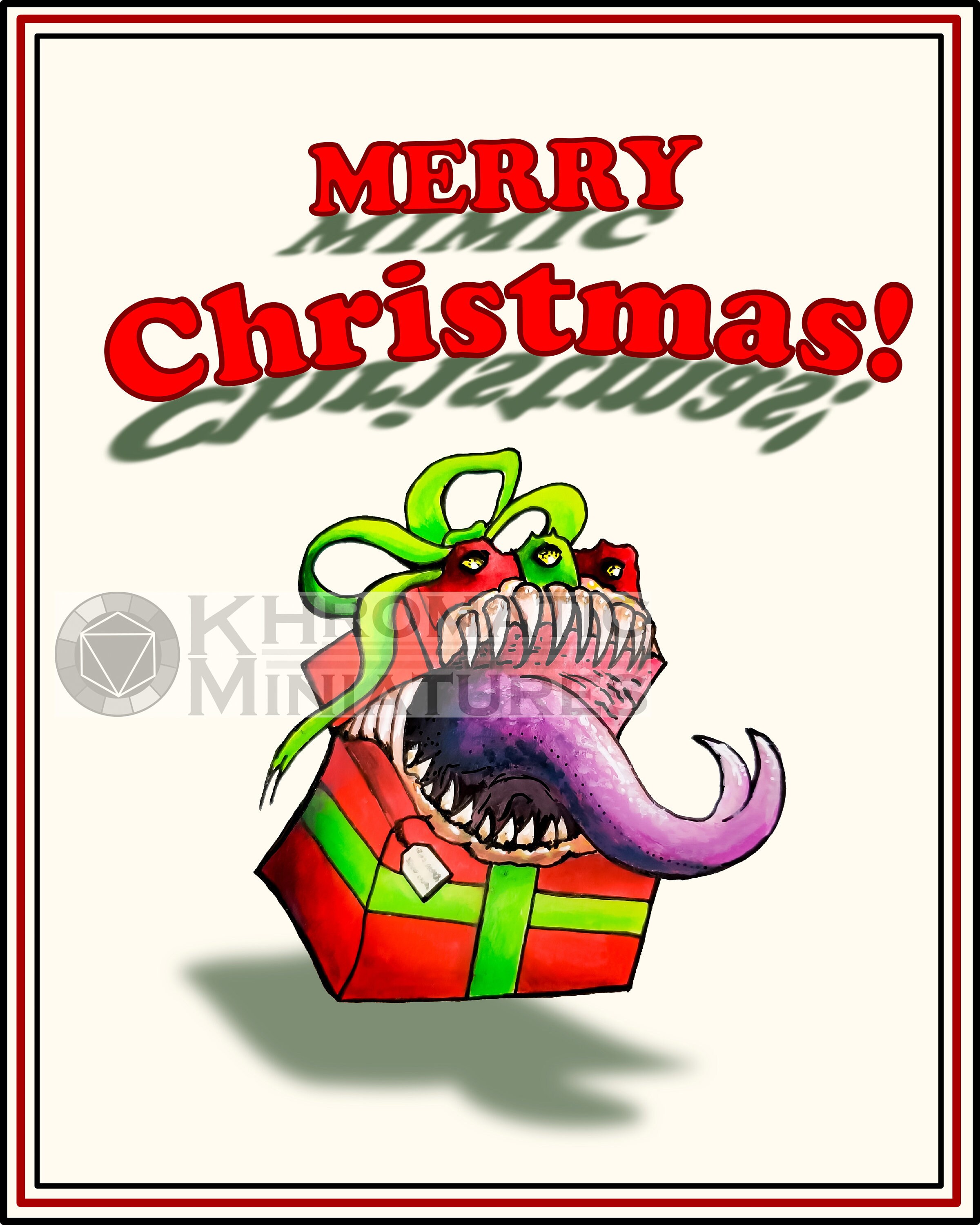 DnD Mimic Christmas Card D&amp;D Holiday Card | Etsy