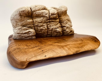 Suiseki stone with custom daiza