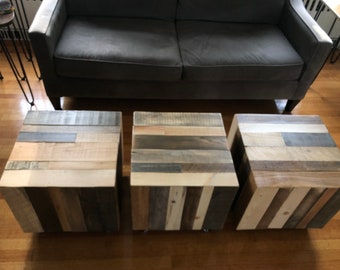 Square wood coffee table or end tables with casters: Mixed wood