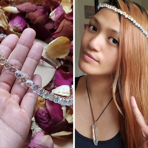 Shops Swarovski Hairband, Reiki Infused, Crystal Tiara, Quartz, Healing Crystal, Wedding, Prom Hairband, Head piece, Healing Crystal, Bohemian