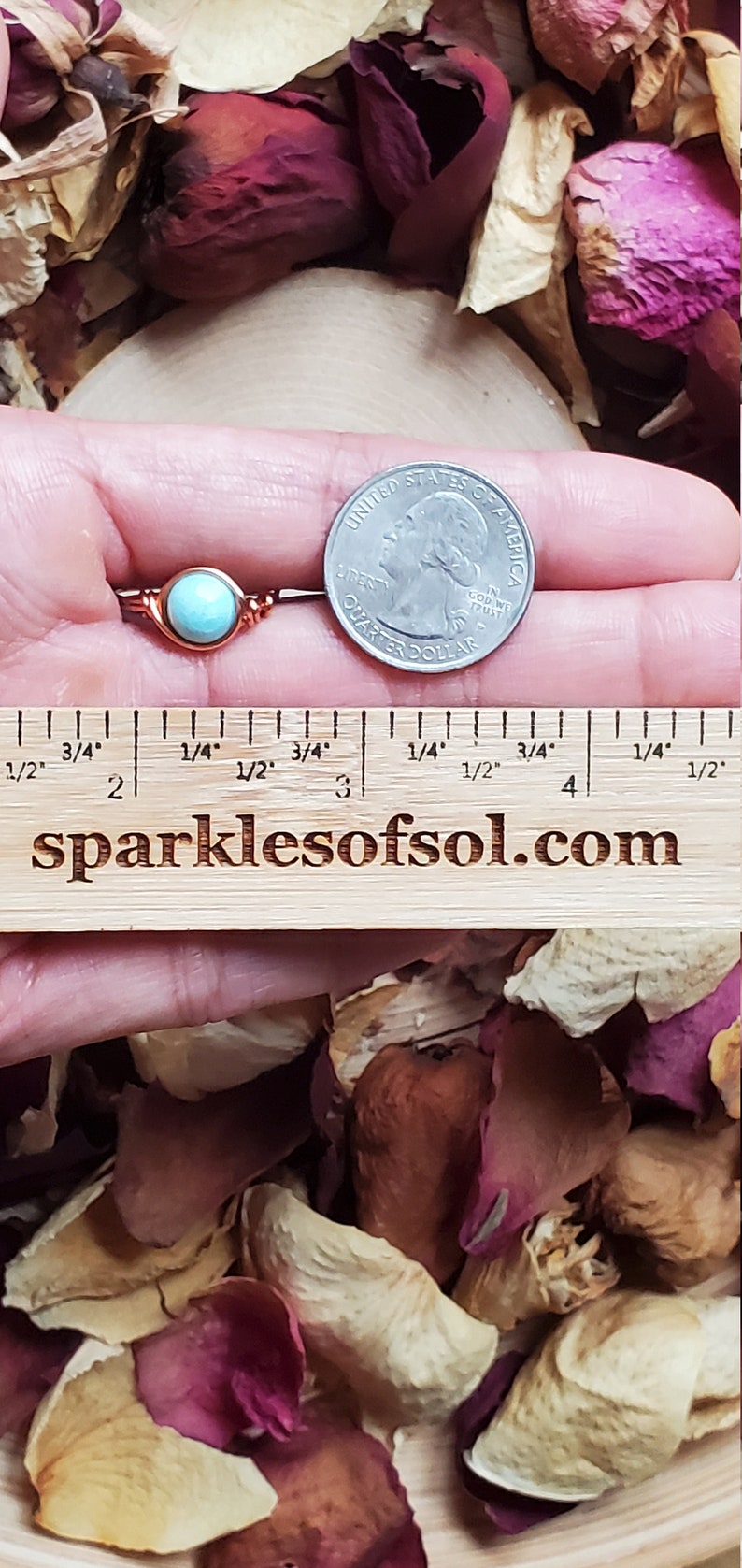 Bohemian Ring Healing Crystal Sea Blue Crystal Custom Made Witch Ring Reiki Infused Larimar Ring Celestial Jewelry Healing Stone