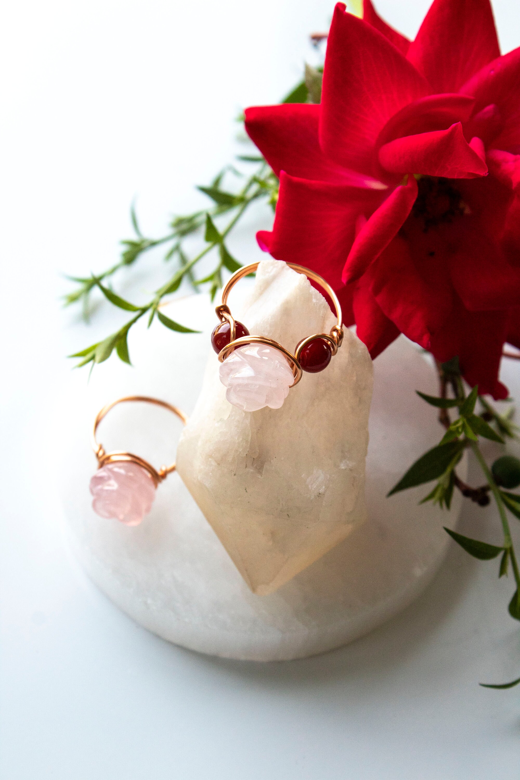 Rose Quartz Carnelian Ring Reiki Infused Rose Ring Etsy