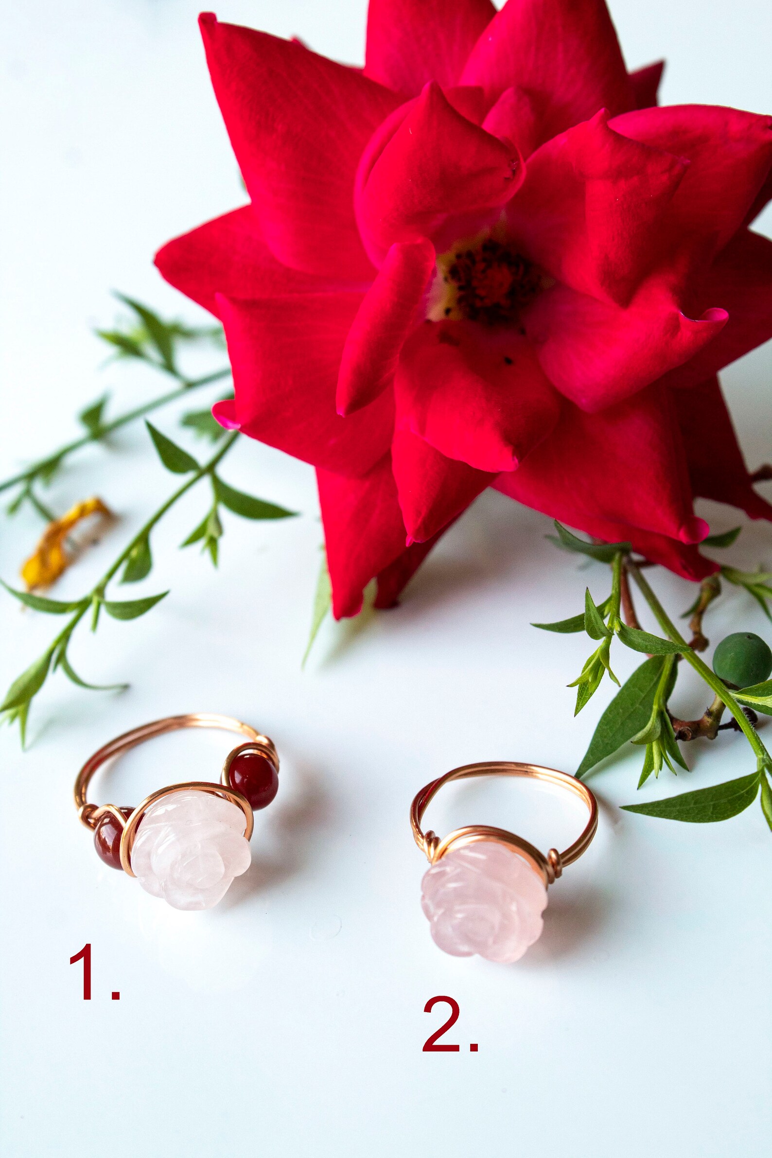 Rose Quartz Carnelian Ring Reiki Infused Rose Ring Etsy