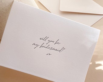 Letterpress Bridesmaid Proposal Card | Minimal Bridesmaid Proposal Card | Will You Be My Bridesmaid Card | Bridesmaid Proposal