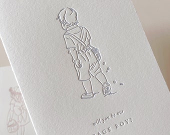 Tarjeta de propuesta para paje impresa en tipografía / Tarjeta de propuesta de regalo para paje / Tarjeta "¿Quieres ser mi paje?" / Propuesta para dama de honor