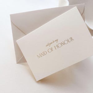 Tarjeta de propuesta de dama de honor con papel dorado / Tarjeta de propuesta de dama de honor minimalista / Tarjeta "¿Quieres ser mi dama de honor?" / Propuesta de dama de honor