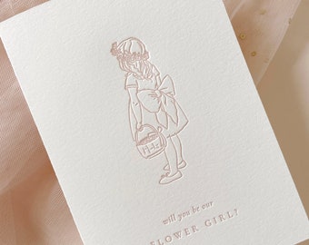 Tarjeta de propuesta para niña de las flores impresa en tipografía / Tarjeta de propuesta de regalo para niña de las flores / Tarjeta "¿Quieres ser mi niña de las flores?" / Propuesta para dama de honor