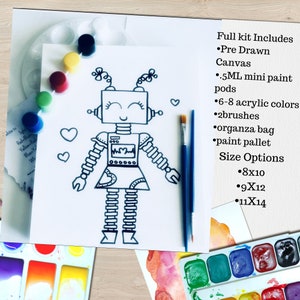 Ready To Paint Pre Drawn Robot Paint Craft Kit Activity For Kids Art Paint Birthday Party Favors