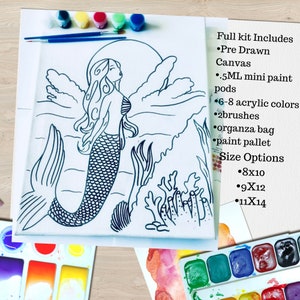 Mermaid Paint Kit, Ready To Paint Kit, Paint Your Own Mermaid Paint Kit, Mermaid Craft kit, Art Party, Mermaid Birthday Party Favor,
