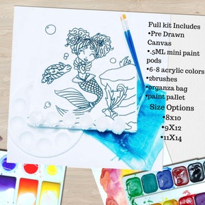 Pre drawn Mermaid Canvas, Mermaid Party Favors, Mermaid Birthday Party, Mermaid Craft Kit, Mermaid Activity, Mermaid Party Favors, Paint Kit