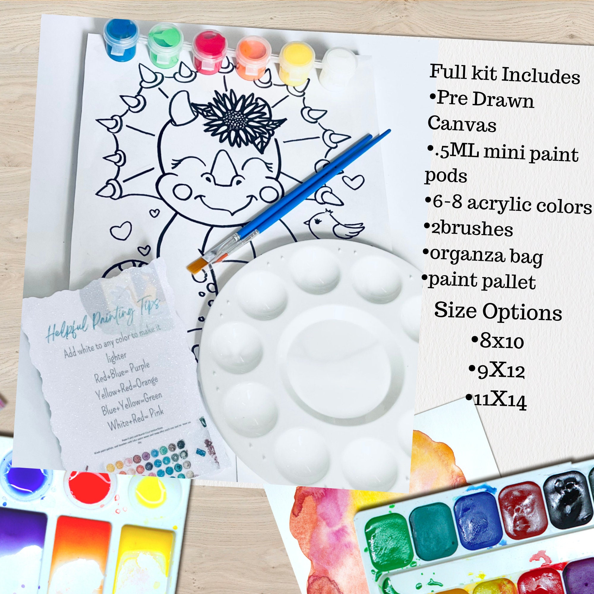 6 Sip and Paint Canvas, Pre Drawn Canvas, Paint Kit in Bulk, Outlined Canvas,  Flowers Canvas Kit, 