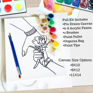 Paint Your Own 8X10 Pre-Drawn Mothers Day Canvas Kit For DIY Paint Night Sip and Paint Hand Outline