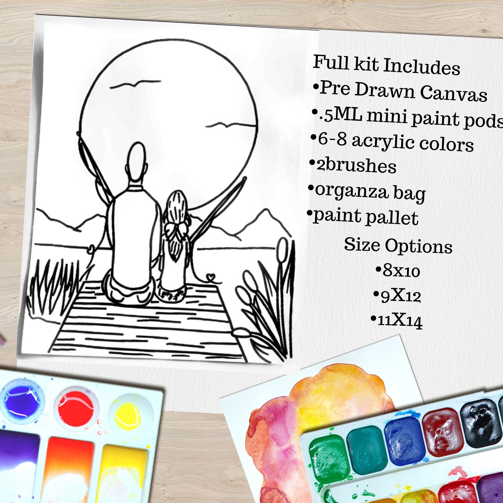 Artkey Pre Drawn Canvas for Painting for Kids, 5 x 7” Printed