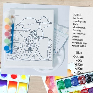 Ready To Paint Adult Paint Kit, Couples Paint Kit,  DIY Paint Night, Sip And Paint Party, Adult Craft Kit, Girls Night Activities