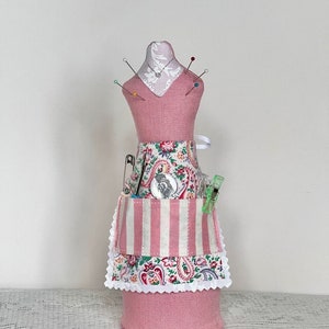 Handmade Mannequin Pin Cushion, Dress Form Pin Cushion, Vintage Fabric, Vintage Sewing Accessories, Sewing Decor, Sewing Room Decor