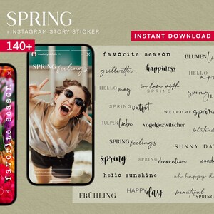 140 Instagram Story Stickers Spring Spring PNG digital Procreate