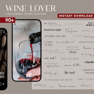 90 Instagram Story Stickers Wine Wine PNG digital Procreate
