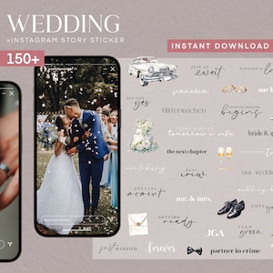150 Instagram Story Stickers Wedding Love Wedding PNG digital Procreate