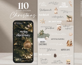 110 Instagram Story Sticker Christmas Winter Christmas PNG digital Procreate
