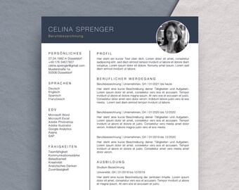 Professional application template, CV, cover letter