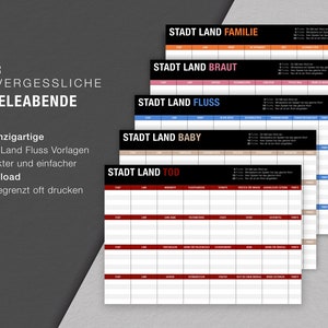 Stadt Land Fluss Spieleabend Familie Braut Baby Mord